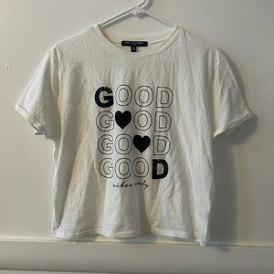 Graphic 'Good Vibes Only' White crop top